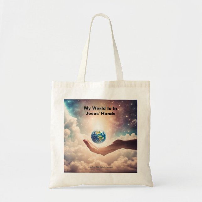 My World Is In Jesus' Hands Tote Bag (Front)