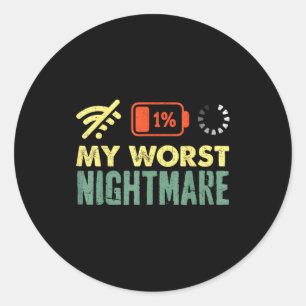 My Worst Low Battery Funny Gamers Humor Men  Classic Round Sticker