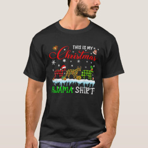 My Xmas Pajama Red Plaid Santa Reindeer Elf Cheeta T-Shirt