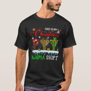 My Xmas Pajama Red Plaid Santa Reindeer Elf Elepha T-Shirt