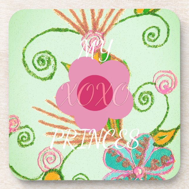 My XOXO Little Princess Floral Art Print Design Coaster (Front)