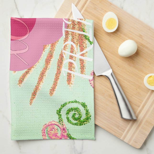 My XOXO Little Princess Floral Art Print Design Kitchen Towel (Quarter Fold)