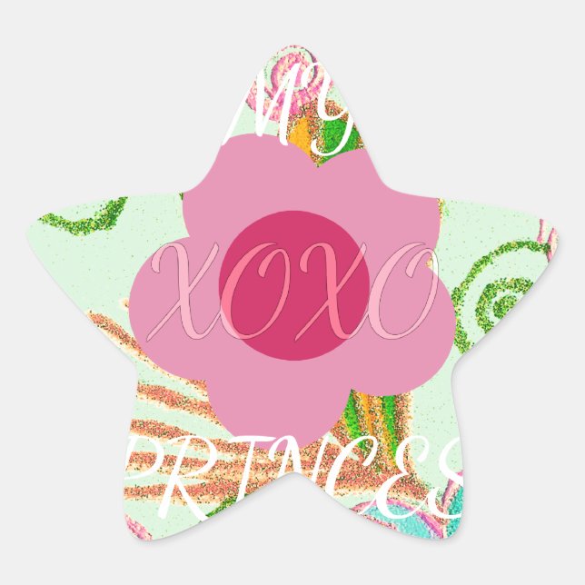 My XOXO Little Princess Floral Art Print Design Star Sticker (Front)