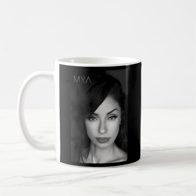 Mya Close Up Black White Coffee Mug (Left)