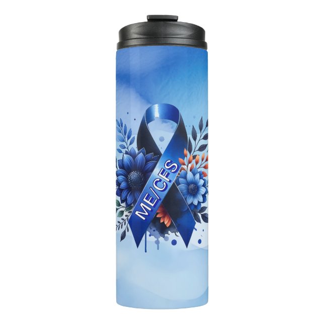 Myalgic Encephalomyelitis ME/CFS Awareness Ribbon Thermal Tumbler (Front)
