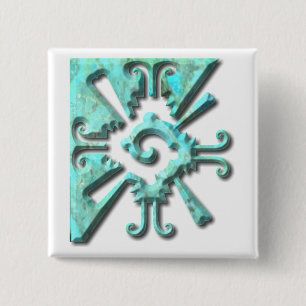 Myan Hunab Ku - Turquoise 2 Inch Square Button