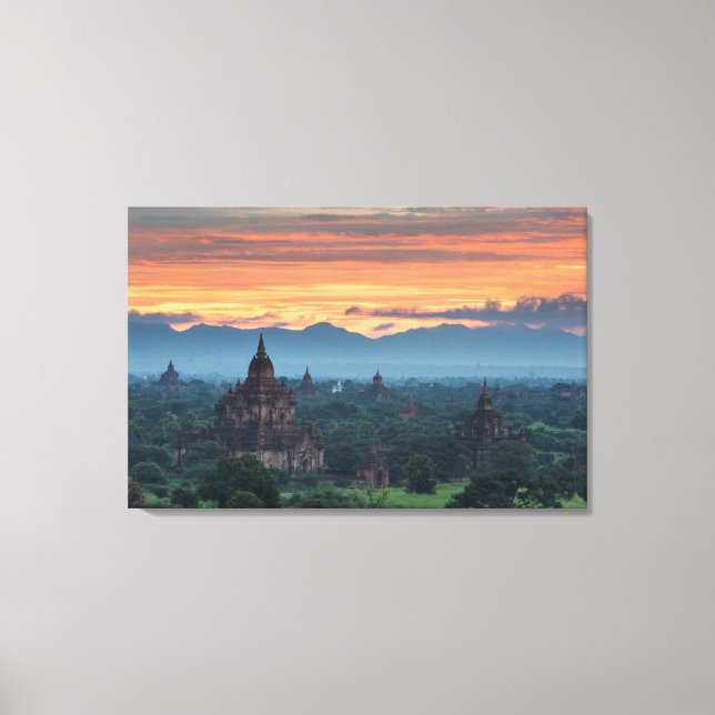 Myanmar, Bagan Sunrise Canvas Print (Front)