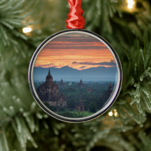 Myanmar, Bagan Sunrise Metal Ornament