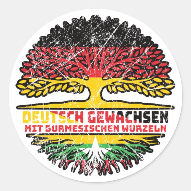 Myanmar Burma Myanmar Deutsch Baum Classic Round Sticker (Front)