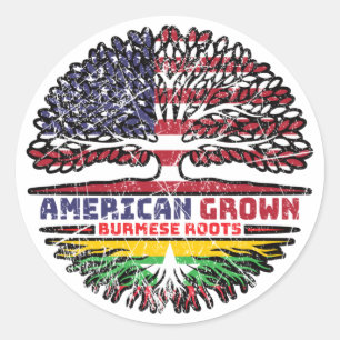 Myanmar Burmese Burma US American USA United State Classic Round Sticker