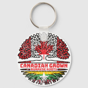 Myanmar Burmese Canadian Canada Tree Roots Flag Keychain