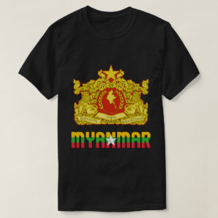 Myanmar Flag and Coat Of Arms Patriotic T-Shirt
