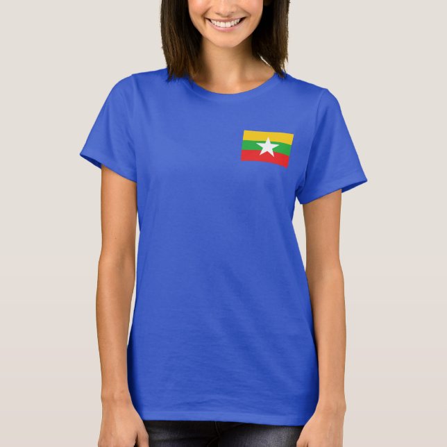 Myanmar Flag and Map dk T-Shirt (Front)