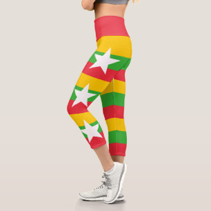 Myanmar Flag Capri Leggings