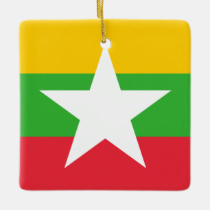 Myanmar Flag Ceramic Ornament