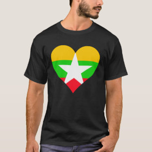 Myanmar Flag Heart Myanmar  Love Myanmar T-Shirt