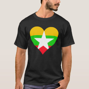 Myanmar Flag Heart Myanmar  Love Myanmar T-Shirt