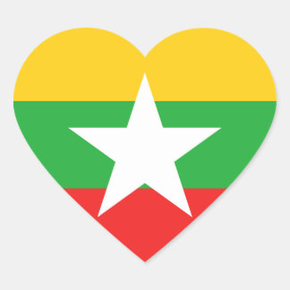 Myanmar Flag Heart Sticker