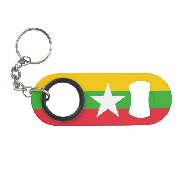 Myanmar Flag Keychain Bottle Opener (Front (Horizontal))