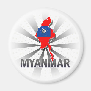 Myanmar Flag Map 2.0 Magnet