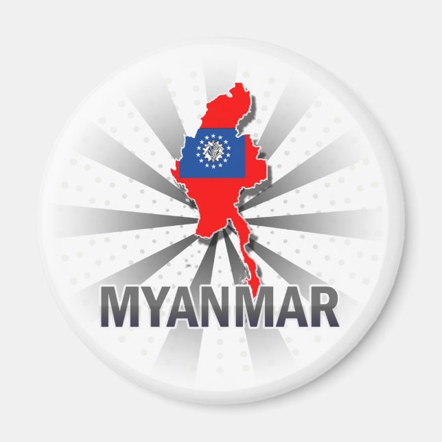 Myanmar Flag Map 2.0 Magnet (Front)