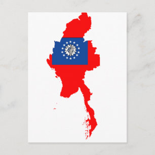 Myanmar flag map postcard