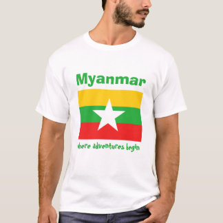 Myanmar Flag + Map + Text T-Shirt