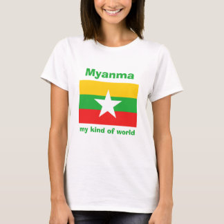 Myanmar Flag + Map + Text T-Shirt