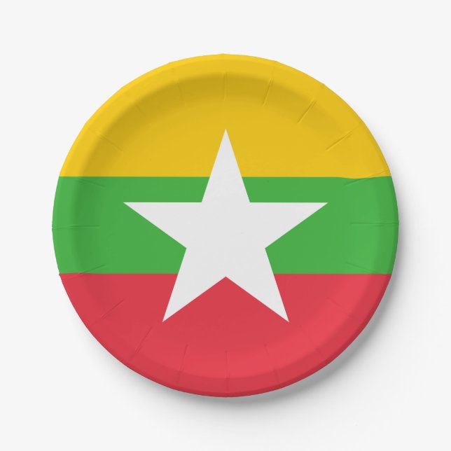 Myanmar Flag Paper Plate (Front)