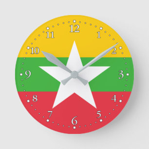 Myanmar Flag Round Clock