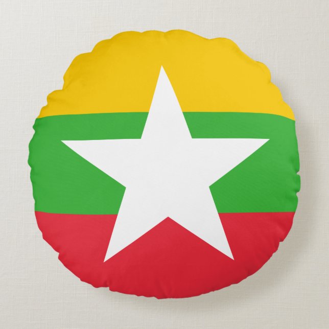 Myanmar Flag Round Pillow (Front)