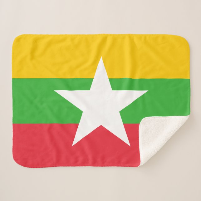 Myanmar Flag Sherpa Blanket (Front (Horizontal))