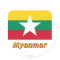 Myanmar Flag with Name 