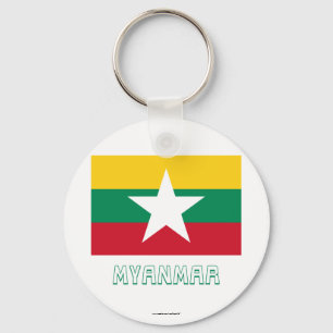 Myanmar Flag with Name Keychain