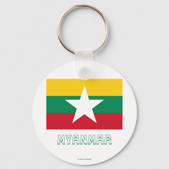 Myanmar Flag with Name Keychain (Front)