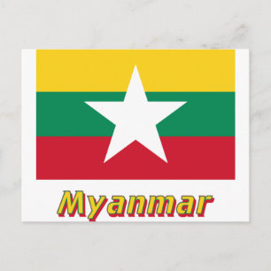 Myanmar Flag with Name Postcard