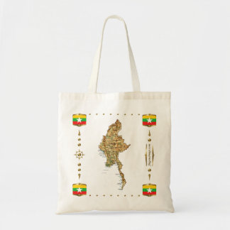 Myanmar Map + Flags Bag