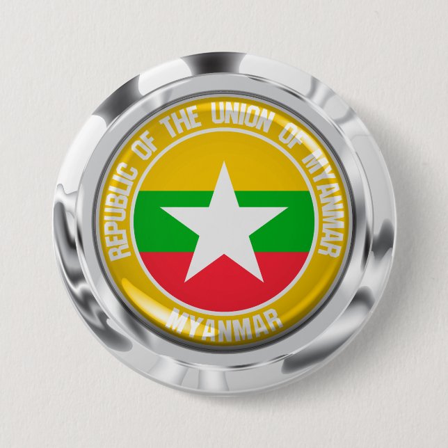 Myanmar Round Emblem 3 Inch Round Button (Front)
