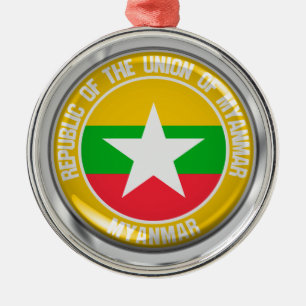Myanmar Round Emblem Metal Ornament