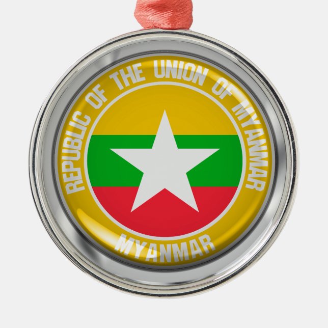 Myanmar Round Emblem Metal Ornament (Front)
