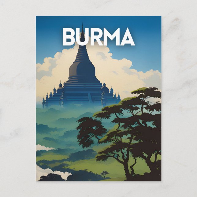 Myanmar Travel Poster Postcard (Front)