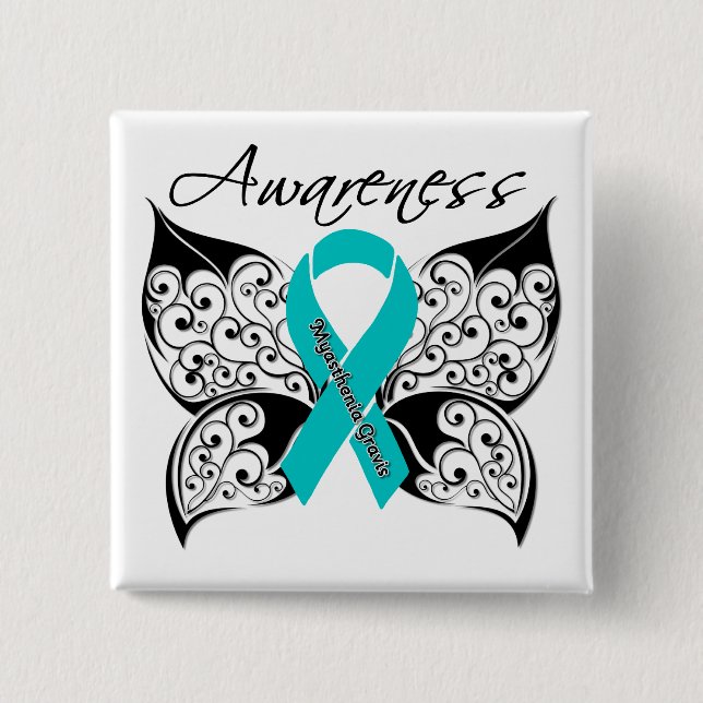 Myasthenia Gravis Awareness Butterfly 2 Inch Square Button (Front)
