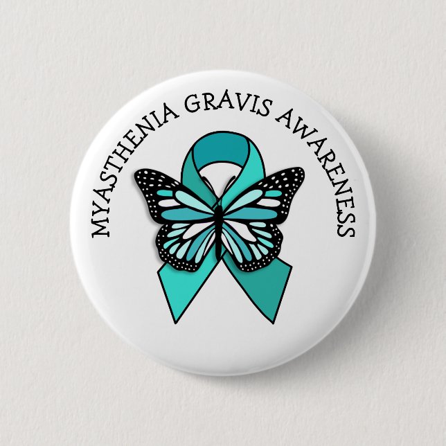 Myasthenia Gravis Awareness Ribbon Butterfly 2 Inch Round Button (Front)