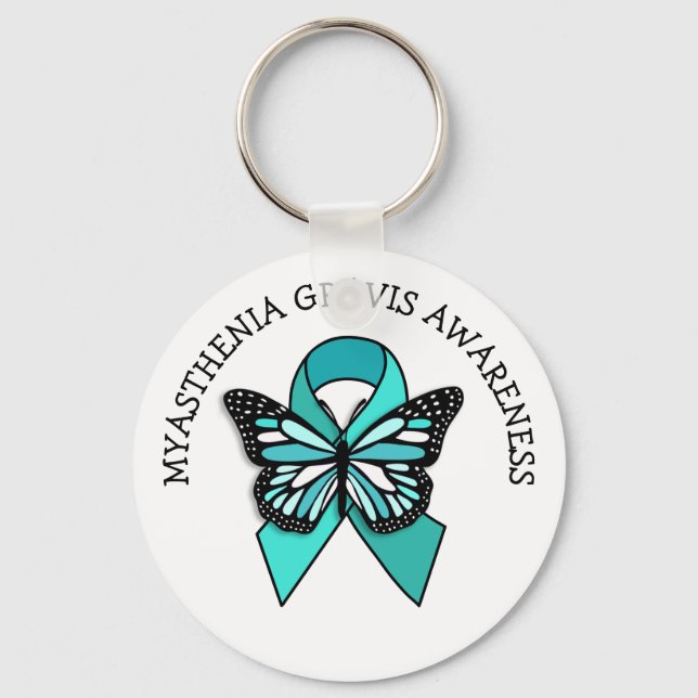 Myasthenia Gravis Awareness Ribbon Butterfly   Keychain (Front)