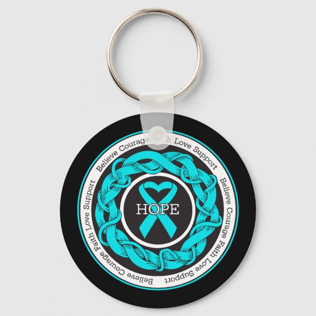 Myasthenia Gravis Hope Intertwined Ribbon Keychain (Front)