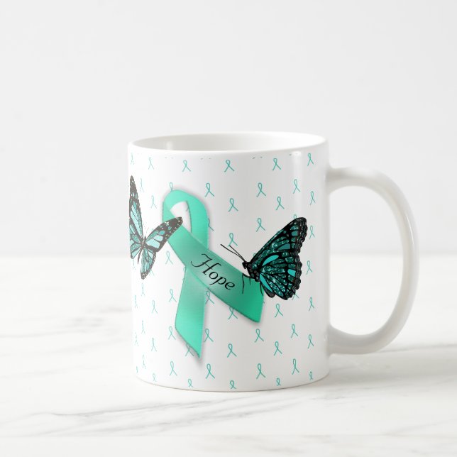 Myasthenia Gravis Hope Turquoise Ribbons Café Mug (Droite)