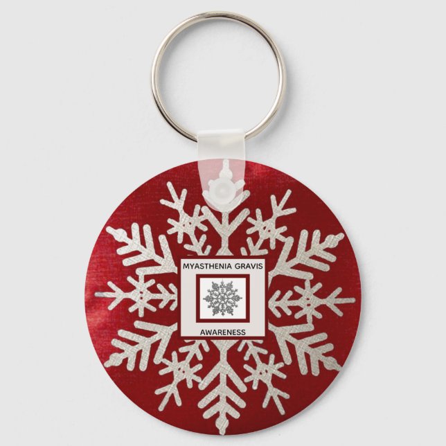 Myasthenia Gravis Red Snowflake Awareness Keychain (Front)