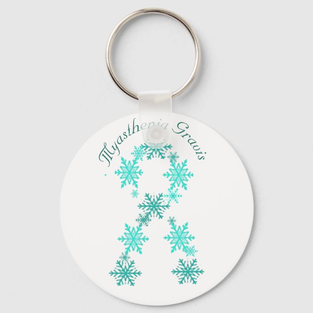 Myasthenia Gravis Snowflake Ribbon Key Chain (Front)