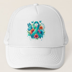 Myasthenia Gravis Teal Awareness Ribbon Trucker Hat