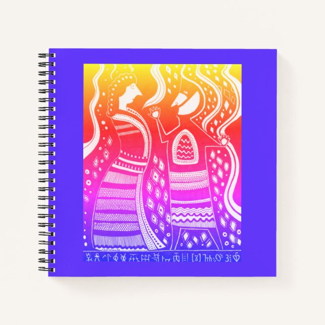 Mycenaean Greek Inspired Colourful Couple Notebook (Front)